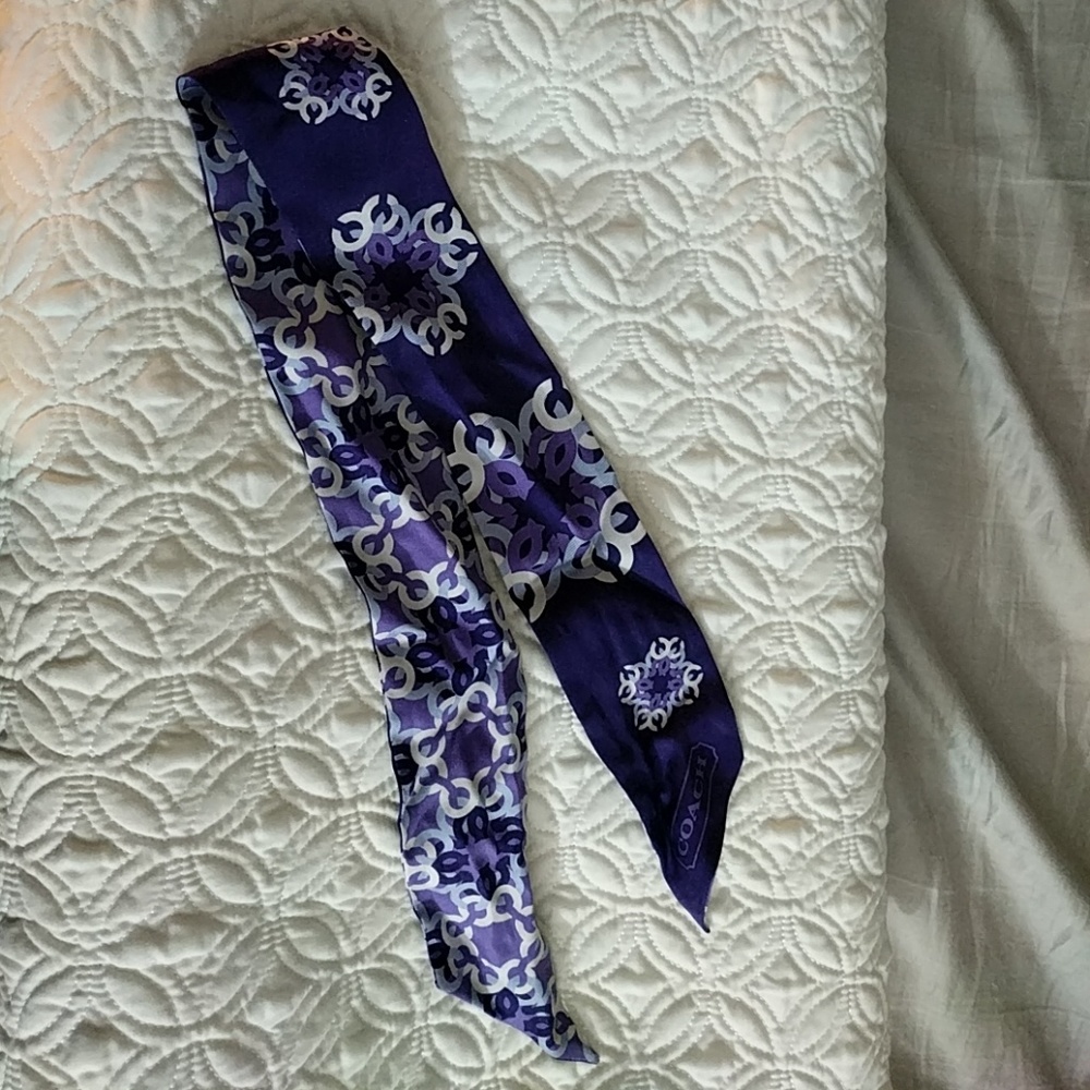 Coach silk purse / pony scarf, purple & blue